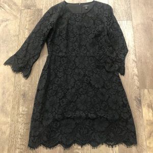 Ann Taylor Lace Fluted Sleeve Flare Dress EUC
